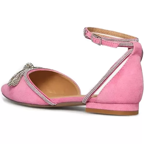 imageFSJ Women Pointed Toe Comfort Low Heel DOrsay Casual Ballet Flats Rhinestones Bowknot Chain Ankle Strap Buckle Office Lace Up Dress Wedding Shoes Size 415 USPink