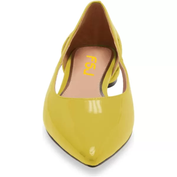 imageFSJ Women Stylish Bunished Flats Cut Out Fashion Flat Comfort Slip On Ballet Flat Walking Casual Dress Office Shoes Size 415 USLemon