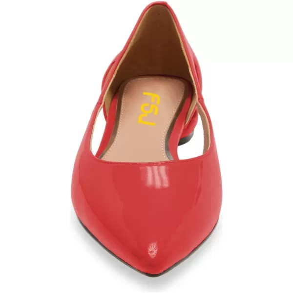 imageFSJ Women Stylish Bunished Flats Cut Out Fashion Flat Comfort Slip On Ballet Flat Walking Casual Dress Office Shoes Size 415 USRed