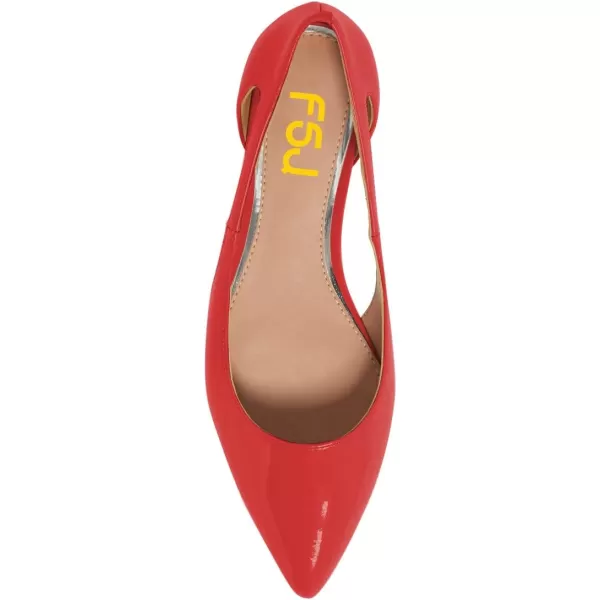 imageFSJ Women Stylish Bunished Flats Cut Out Fashion Flat Comfort Slip On Ballet Flat Walking Casual Dress Office Shoes Size 415 USRed
