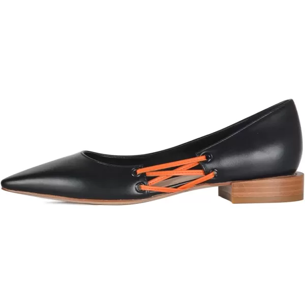 imageFSJ Women Stylish Pointed Toe Low Heel Flat Pumps Slip On Adjustable Strap Party Dress Casual Office Shoes Size 415 USBlack