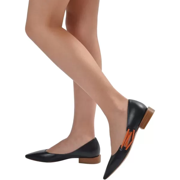imageFSJ Women Stylish Pointed Toe Low Heel Flat Pumps Slip On Adjustable Strap Party Dress Casual Office Shoes Size 415 USBlack