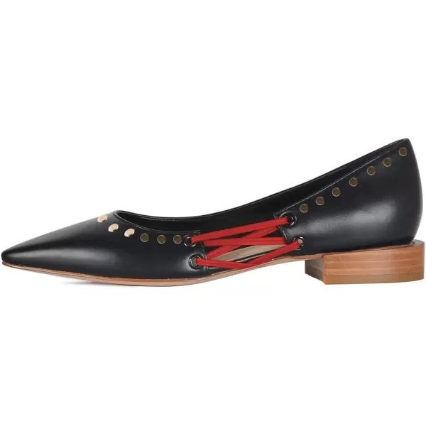 imageFSJ Women Stylish Pointed Toe Low Heel Flat Pumps Slip On Adjustable Strap Party Dress Casual Office Shoes Size 415 USBlackstudded