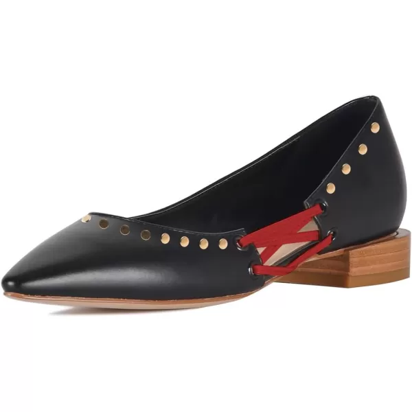 imageFSJ Women Stylish Pointed Toe Low Heel Flat Pumps Slip On Adjustable Strap Party Dress Casual Office Shoes Size 415 USBlackstudded
