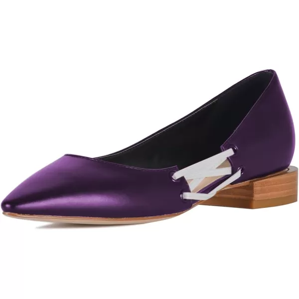 imageFSJ Women Stylish Pointed Toe Low Heel Flat Pumps Slip On Adjustable Strap Party Dress Casual Office Shoes Size 415 USPurple