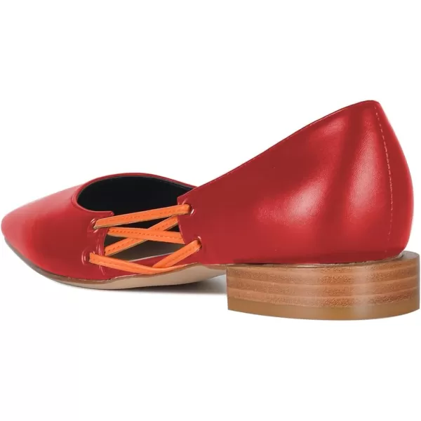 imageFSJ Women Stylish Pointed Toe Low Heel Flat Pumps Slip On Adjustable Strap Party Dress Casual Office Shoes Size 415 USRed