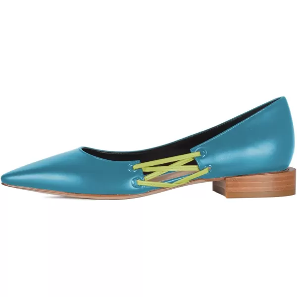 imageFSJ Women Stylish Pointed Toe Low Heel Flat Pumps Slip On Adjustable Strap Party Dress Casual Office Shoes Size 415 USTeal