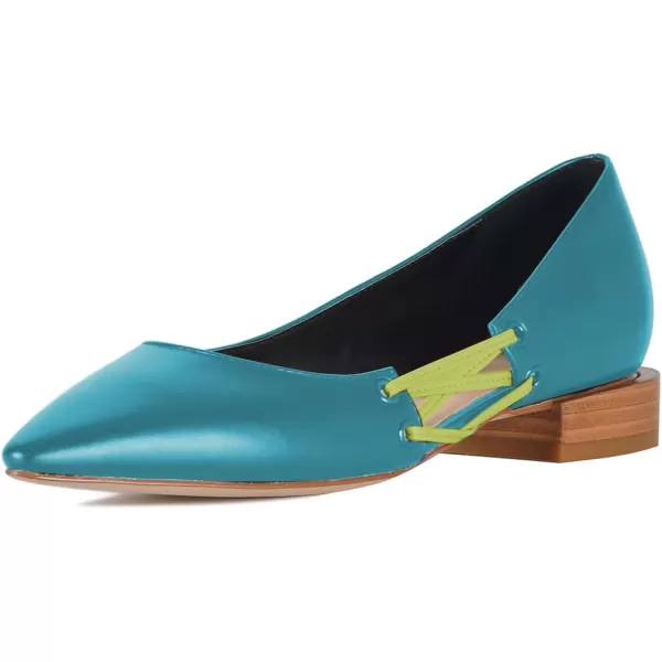 imageFSJ Women Stylish Pointed Toe Low Heel Flat Pumps Slip On Adjustable Strap Party Dress Casual Office Shoes Size 415 USTeal