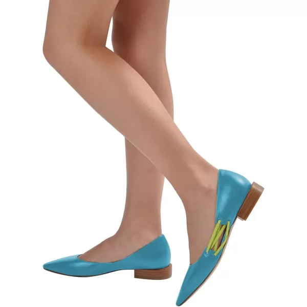 imageFSJ Women Stylish Pointed Toe Low Heel Flat Pumps Slip On Adjustable Strap Party Dress Casual Office Shoes Size 415 USTeal