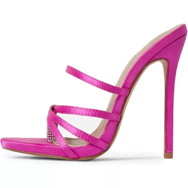 imageFSJ Women Stylish Rhinestones Open Toe Ring Mules Flip Flops Slip on Thong Slipper Backless Stiletto High Heel Sandals Party Dress Shoes Size 415 USFuchsia