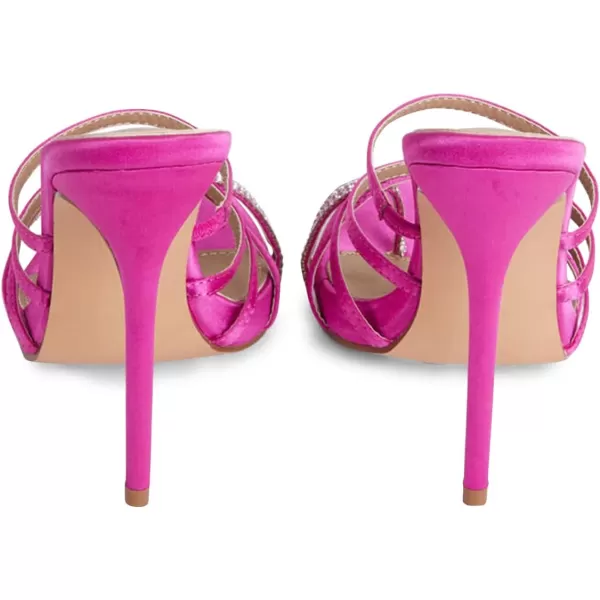 imageFSJ Women Stylish Rhinestones Open Toe Ring Mules Flip Flops Slip on Thong Slipper Backless Stiletto High Heel Sandals Party Dress Shoes Size 415 USFuchsia