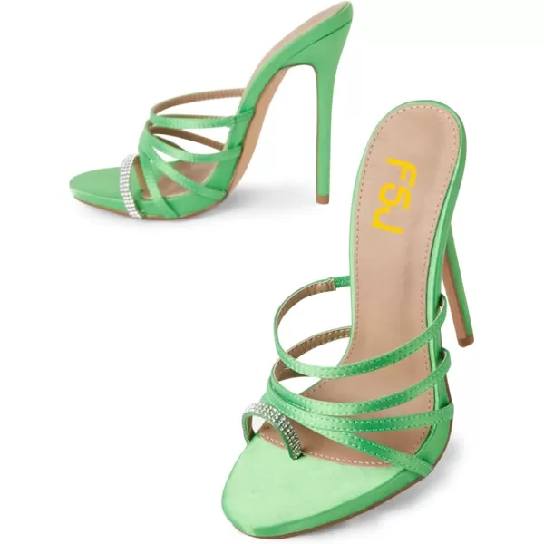 imageFSJ Women Stylish Rhinestones Open Toe Ring Mules Flip Flops Slip on Thong Slipper Backless Stiletto High Heel Sandals Party Dress Shoes Size 415 USGreen
