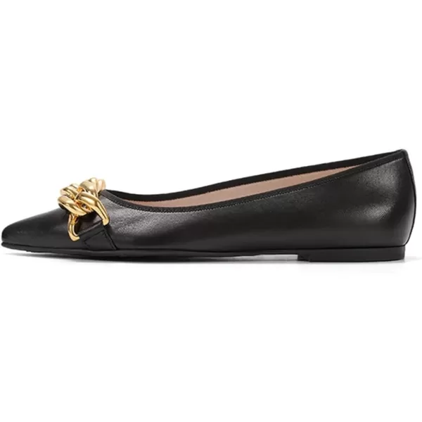 imageFSJ Womens Flats Comfortable Flats Shoes Office Slip on Pointed Toe Chain Ballet Flats LowCut Wide Width Casual Loafer Flats Shoes Size 415 USBlack