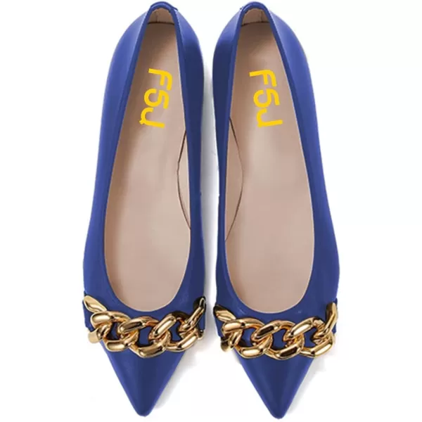 imageFSJ Womens Flats Comfortable Flats Shoes Office Slip on Pointed Toe Chain Ballet Flats LowCut Wide Width Casual Loafer Flats Shoes Size 415 USBlue