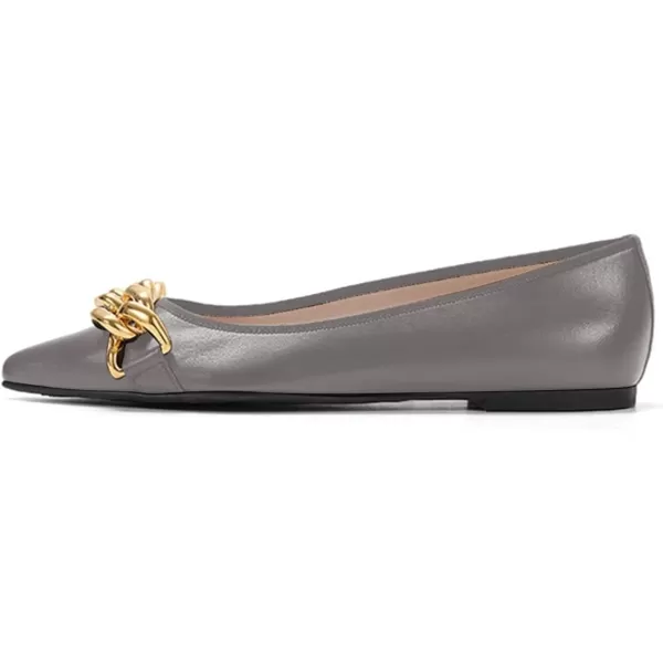 imageFSJ Womens Flats Comfortable Flats Shoes Office Slip on Pointed Toe Chain Ballet Flats LowCut Wide Width Casual Loafer Flats Shoes Size 415 USGrey
