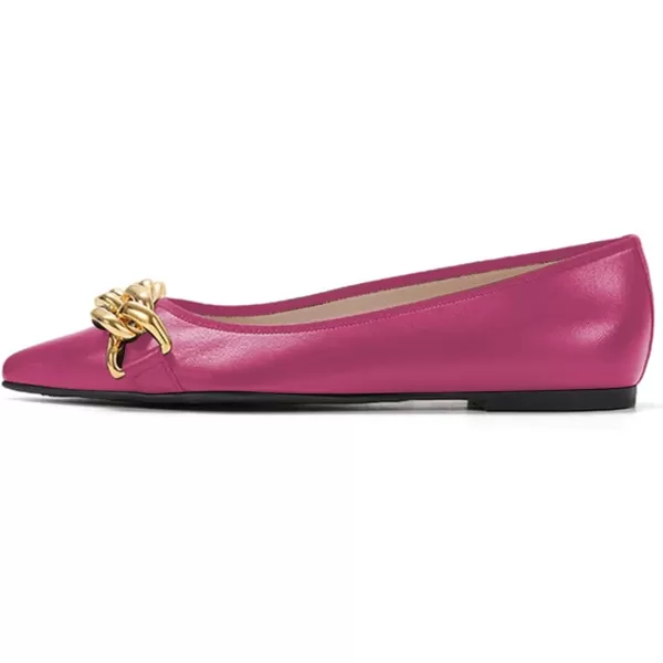 imageFSJ Womens Flats Comfortable Flats Shoes Office Slip on Pointed Toe Chain Ballet Flats LowCut Wide Width Casual Loafer Flats Shoes Size 415 USPink