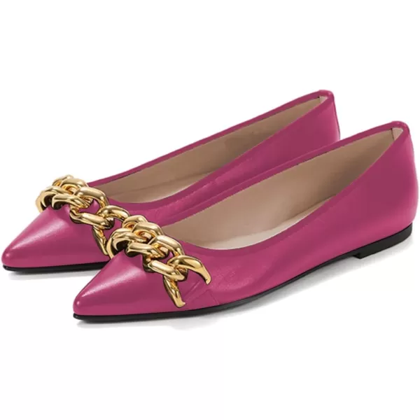 imageFSJ Womens Flats Comfortable Flats Shoes Office Slip on Pointed Toe Chain Ballet Flats LowCut Wide Width Casual Loafer Flats Shoes Size 415 USPink