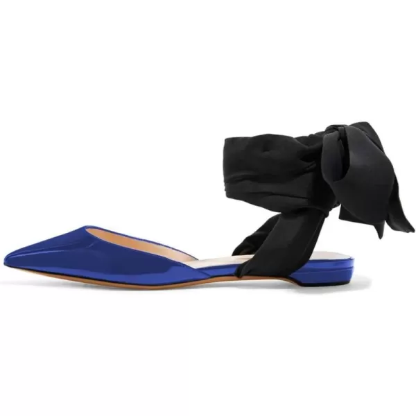 imageFSJ Women Ankle Wrap Lace Up Flat Shoes Pointed Toe Low Heel Dorsay Slingback Dancing Party Dress Pumps Size 415 USBlue