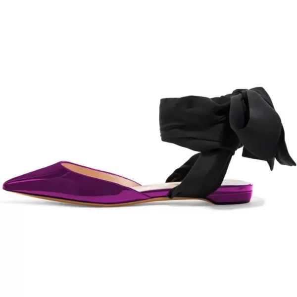 imageFSJ Women Ankle Wrap Lace Up Flat Shoes Pointed Toe Low Heel Dorsay Slingback Dancing Party Dress Pumps Size 415 USPurple