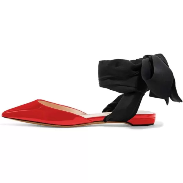 imageFSJ Women Ankle Wrap Lace Up Flat Shoes Pointed Toe Low Heel Dorsay Slingback Dancing Party Dress Pumps Size 415 USRed