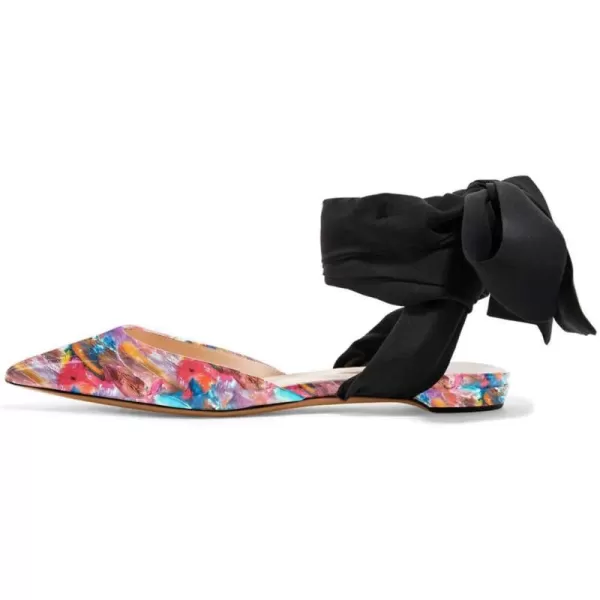 imageFSJ Women Ankle Wrap Lace Up Flat Shoes Pointed Toe Low Heel Dorsay Slingback Dancing Party Dress Pumps Size 415 USRedfloral