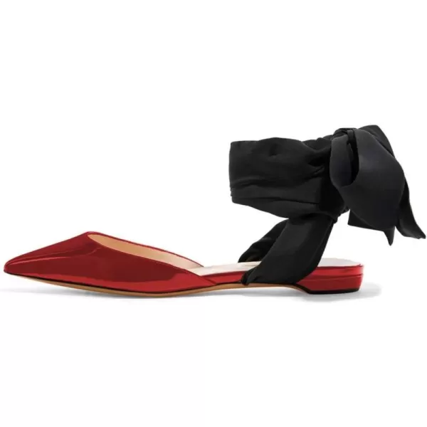 imageFSJ Women Ankle Wrap Lace Up Flat Shoes Pointed Toe Low Heel Dorsay Slingback Dancing Party Dress Pumps Size 415 USWine Red