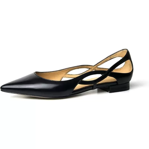 imageFSJ Women Classic Pointed Toe Flats Block Low Heel Pumps Irregular Cutout Slip on Shoes for Office Outfit Size 415 USBlack