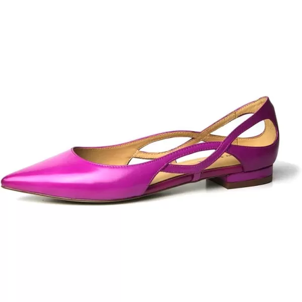 imageFSJ Women Classic Pointed Toe Flats Block Low Heel Pumps Irregular Cutout Slip on Shoes for Office Outfit Size 415 USFushcia