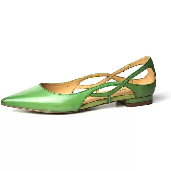 imageFSJ Women Classic Pointed Toe Flats Block Low Heel Pumps Irregular Cutout Slip on Shoes for Office Outfit Size 415 USGreen