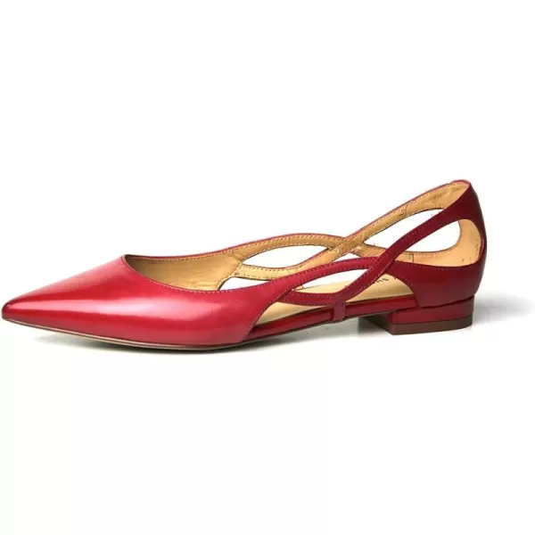 imageFSJ Women Classic Pointed Toe Flats Block Low Heel Pumps Irregular Cutout Slip on Shoes for Office Outfit Size 415 USWine Red