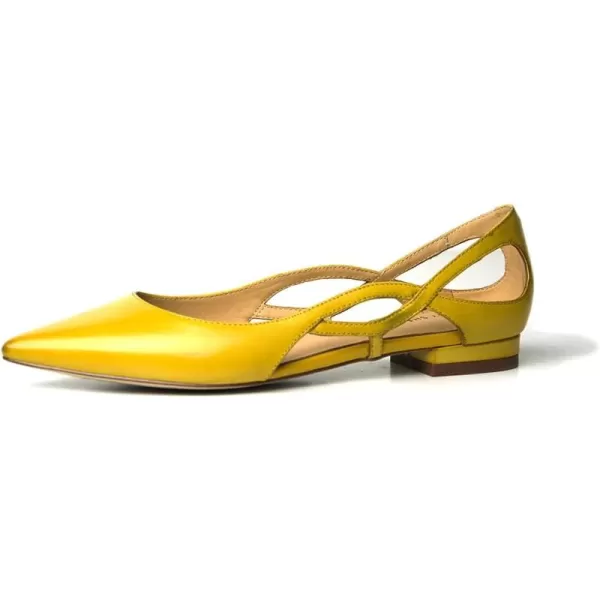 imageFSJ Women Classic Pointed Toe Flats Block Low Heel Pumps Irregular Cutout Slip on Shoes for Office Outfit Size 415 USYellow