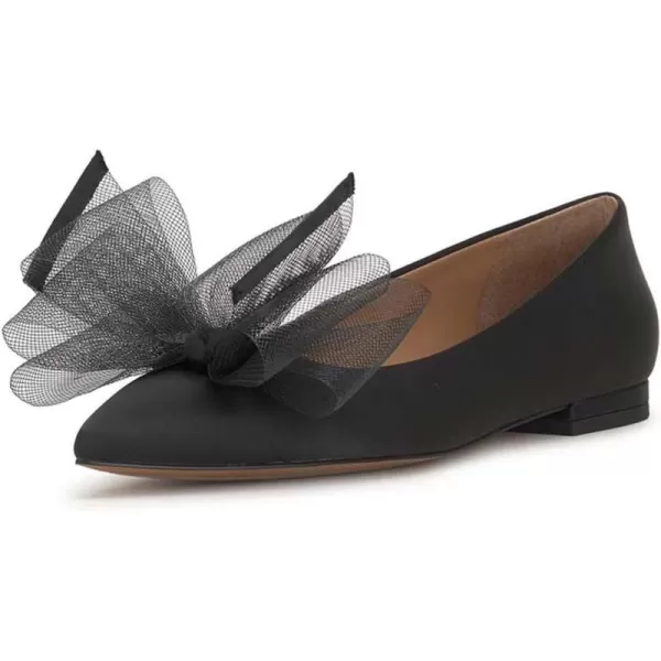 imageFSJ Women Classy Mesh Bowknot Ballet Flats Closed Toe Girls Daily Cozy Comfort Slip On Low Heel Dress Shoes Size 415 USBlack