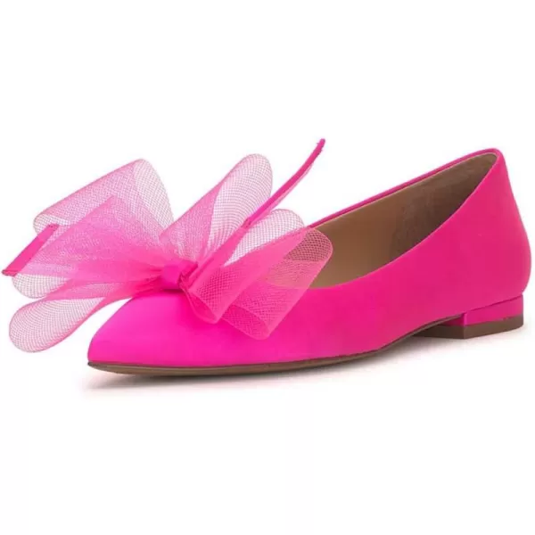 imageFSJ Women Classy Mesh Bowknot Ballet Flats Closed Toe Girls Daily Cozy Comfort Slip On Low Heel Dress Shoes Size 415 USHot Pink