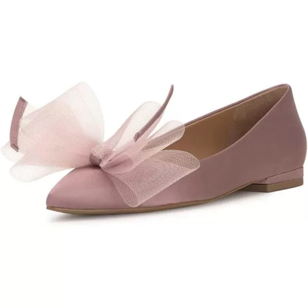 imageFSJ Women Classy Mesh Bowknot Ballet Flats Closed Toe Girls Daily Cozy Comfort Slip On Low Heel Dress Shoes Size 415 USMistyrose