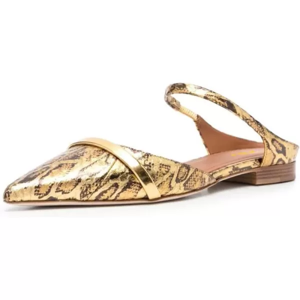imageFSJ Women Closed Pointed Toe Flat Sandals with Strap Backless Slip On Cute Slides Ladies Casual Mules Comfortable Low heel Shoes Size 416 USGolden Pattern