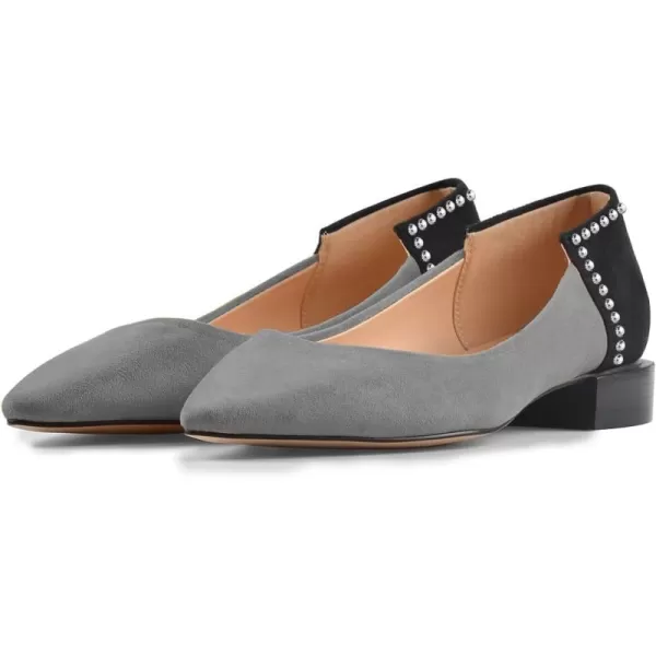 imageFSJ Women Comfortable Pointed Toe Low Heel Flat Pumps Slip On Loafers Casual Formal Dress Shoes Size 415 USGrey