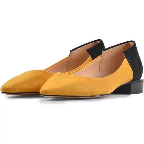 imageFSJ Women Comfortable Pointed Toe Low Heel Flat Pumps Slip On Loafers Casual Formal Dress Shoes Size 415 USOrangeblack