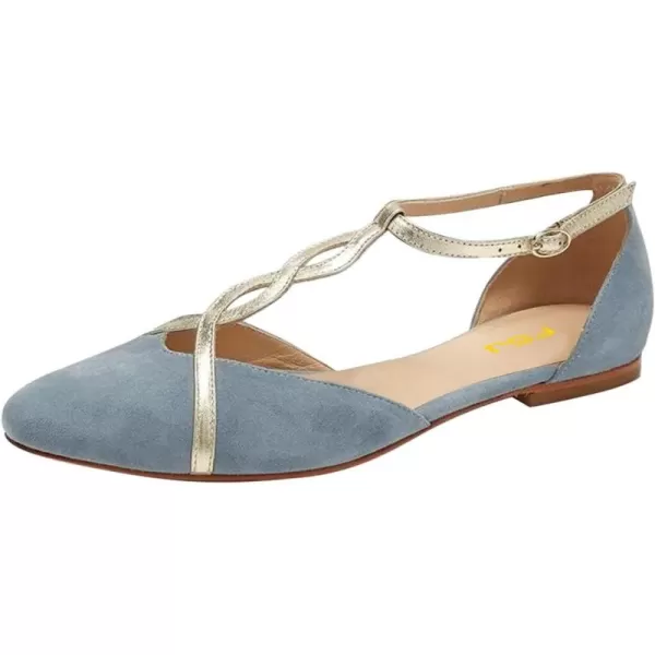 imageFSJ Women Cute Closed Toe DOrsay Flats TStraps Ankle Buckle Mary Jane Ballet Flats Comfort Soft Casual Walking Shoes Size 416 USBlue