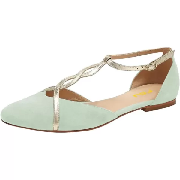 imageFSJ Women Cute Closed Toe DOrsay Flats TStraps Ankle Buckle Mary Jane Ballet Flats Comfort Soft Casual Walking Shoes Size 416 USGreen