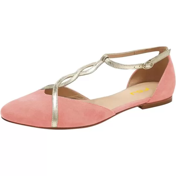 imageFSJ Women Cute Closed Toe DOrsay Flats TStraps Ankle Buckle Mary Jane Ballet Flats Comfort Soft Casual Walking Shoes Size 416 USPink