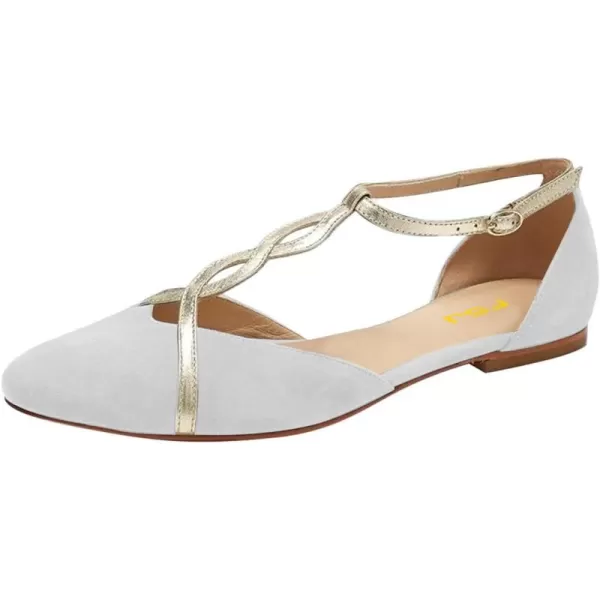 imageFSJ Women Cute Closed Toe DOrsay Flats TStraps Ankle Buckle Mary Jane Ballet Flats Comfort Soft Casual Walking Shoes Size 416 USWhite