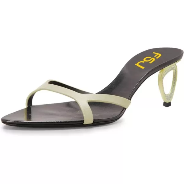 imageFSJ Women Fashion Open Toe Mules Special Mid Heel Slip On Comfy Summer Ladies Slipper Shoes Size 415 USBeigeblack