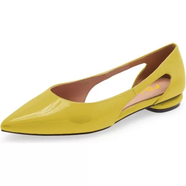 imageFSJ Women Stylish Bunished Flats Cut Out Fashion Flat Comfort Slip On Ballet Flat Walking Casual Dress Office Shoes Size 415 USLemon