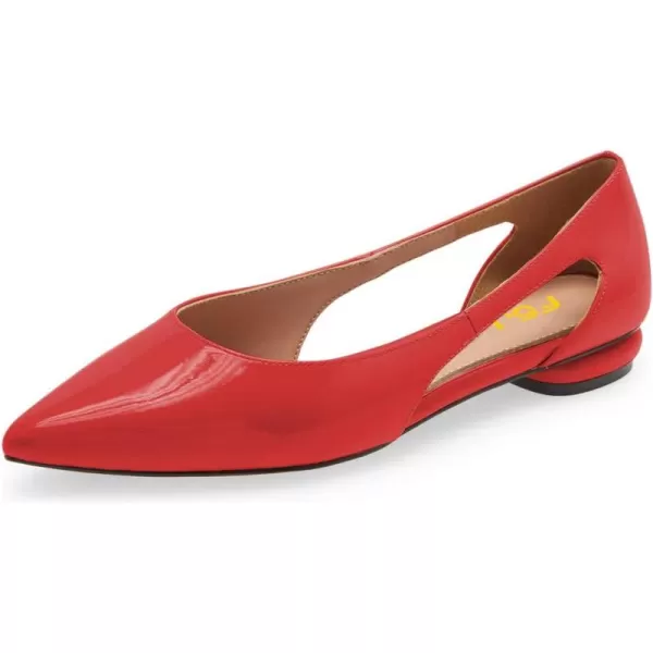 imageFSJ Women Stylish Bunished Flats Cut Out Fashion Flat Comfort Slip On Ballet Flat Walking Casual Dress Office Shoes Size 415 USRed