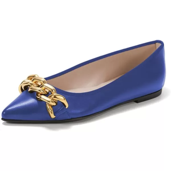 imageFSJ Womens Flats Comfortable Flats Shoes Office Slip on Pointed Toe Chain Ballet Flats LowCut Wide Width Casual Loafer Flats Shoes Size 415 USBlue