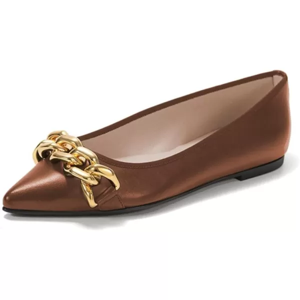 imageFSJ Womens Flats Comfortable Flats Shoes Office Slip on Pointed Toe Chain Ballet Flats LowCut Wide Width Casual Loafer Flats Shoes Size 415 USBronze