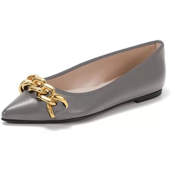 imageFSJ Womens Flats Comfortable Flats Shoes Office Slip on Pointed Toe Chain Ballet Flats LowCut Wide Width Casual Loafer Flats Shoes Size 415 USGrey