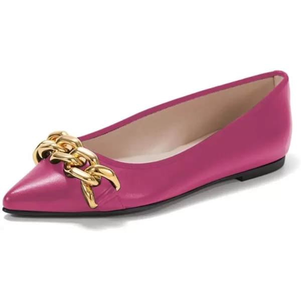 imageFSJ Womens Flats Comfortable Flats Shoes Office Slip on Pointed Toe Chain Ballet Flats LowCut Wide Width Casual Loafer Flats Shoes Size 415 USPink