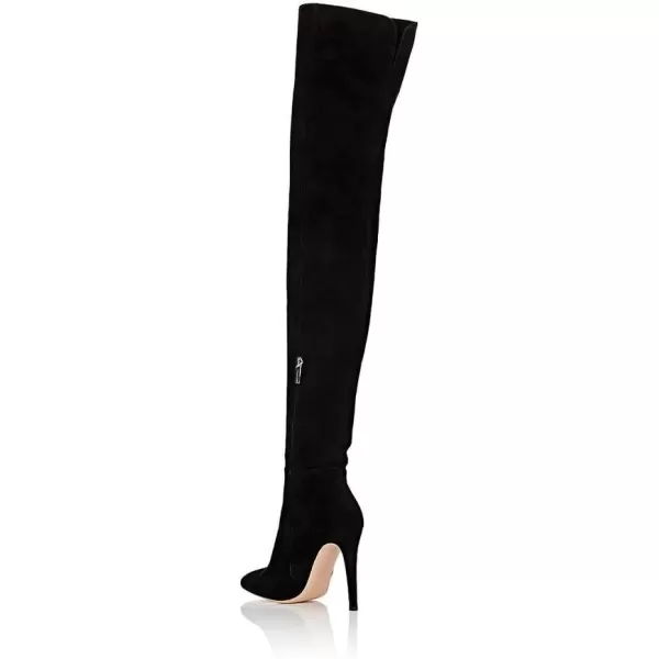 imageFSJ Women Chic Faux Suede Knee High Long Boots Pointed Toe Side Zipper High Heel Shoes Size 415 USBlack