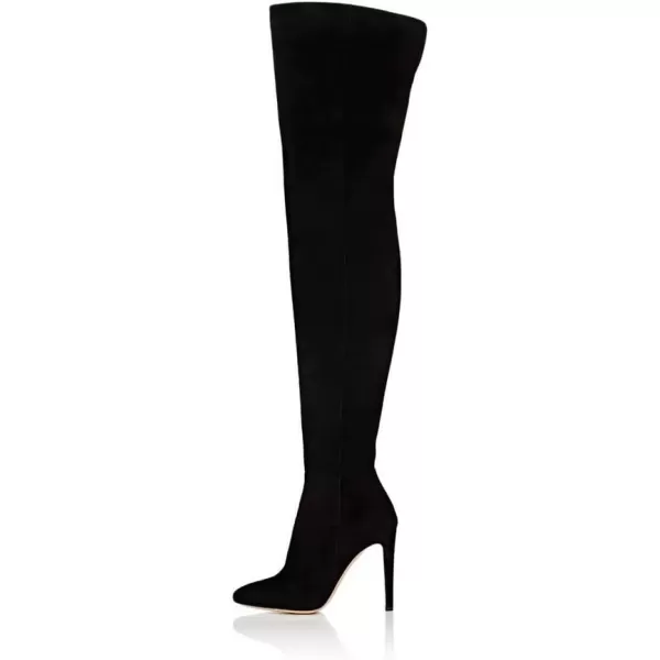 imageFSJ Women Chic Faux Suede Knee High Long Boots Pointed Toe Side Zipper High Heel Shoes Size 415 USBlack